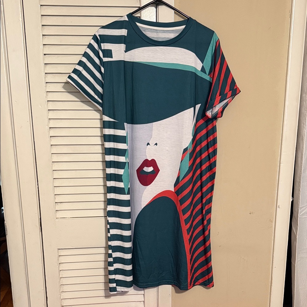 Funky 80s Inspired Graphic T-shirt Dress